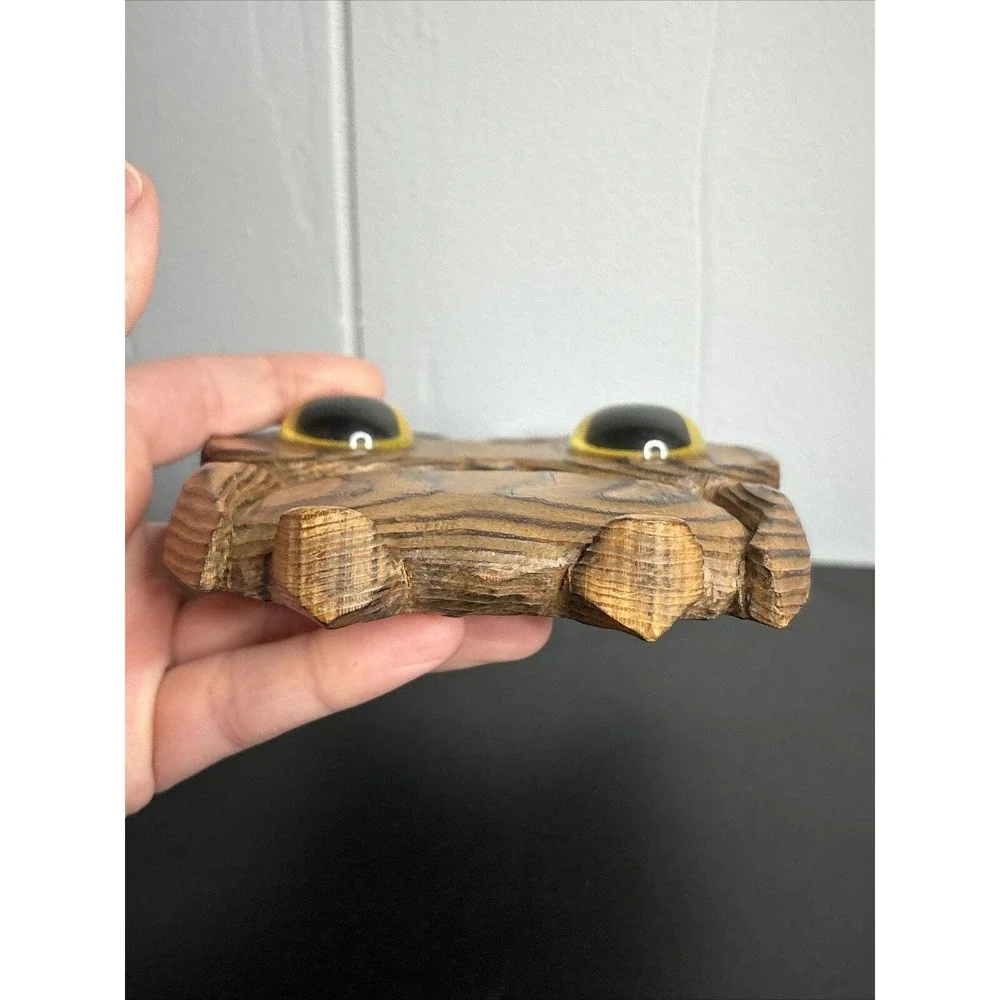 Vintage Wood Hand Carved Owl 6 x 5 Inches Folk art - Picture 6 of 9